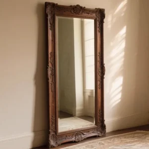 French Vintage Furniture Full-Length Wooden Frame Mirror Hotel Artistic Decorative Mirror Wedding Dress Store Dressing Mirror