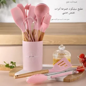 12PCS Silicone Kitchenware Non-Stick Cookware Kitchen Utensils Set Spatula Shovel Egg Beaters Wooden Handle Cooking Tool Set