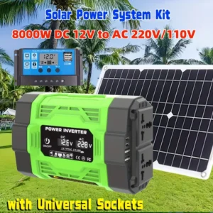 8000 watt 12V to 220V/110V inverter+600 watt solar panel+100A controller solar system kit, suitable for RV and outdoor use