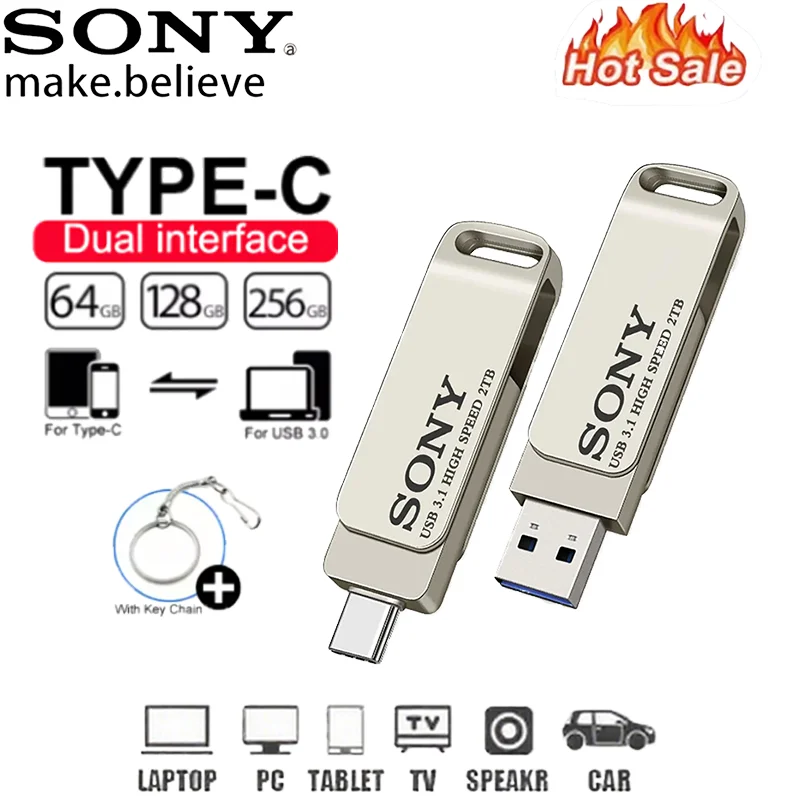 New SONY 2TB 1TB Flash Drive High Speed Type-C USB PenDrive Metal Pendrive 512GB 256GB Portable Memoria USB Stick For Xiaomi