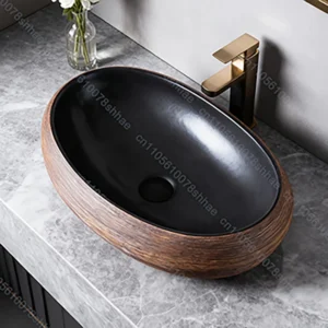 Vintage Ceramic Vessel Sink for Bathroom Retro Artistic Basin Above Counter Wash Bowl Porcelain Ceramic Sink Countertop Basin