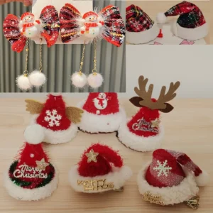 Christmas xmas hat hair clip santa cap clip snowman hair clip cute reindeer snowflake hair accessory children hairclips
