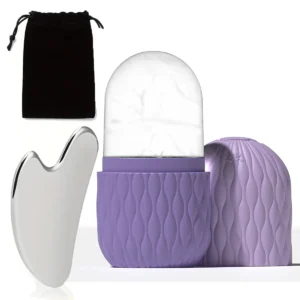 Reusable Ice Face Roller & Stainless Steel Gua Sha Tool For Skin Care Puffiness Ice Facial Roller Shrink Pores Face Lifting