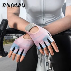 RNABAU Women Cycling Bicycle Gloves Half Finger Gym Gloves Men Mitten Breathable Anti-slip Glove Fitness Sport Training Gloves