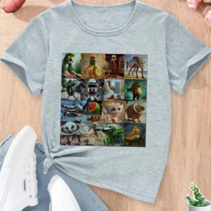 Unisex T Shirt Mange Kid Italian Brainrot T-Shirt Kids Cartoon Anime Print Clothes Round Neck Basic Boys Girls Tops Shirts