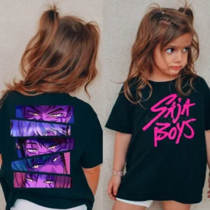 Kpop Demon Hunters Children's T Shirt Short Sleeve Saja Boys Kdis T-shirt Cute Kpop Demon Hunters Harajuku Tshirt for Boys Girls