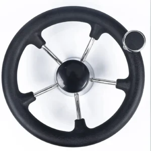 11 Inch Marine Stainless Steel Steering Wheel with Black Foam Grip and Knob 5 Spoke Destroyer For Yacht Boat Accessories
