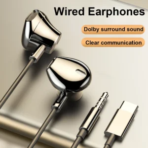 Wired Earphones USB Type C 3.5mm HiFi Headphones Bass Stereo With Volume Control Earbuds For Samsung Galaxy iPhone Huawei Xiaomi