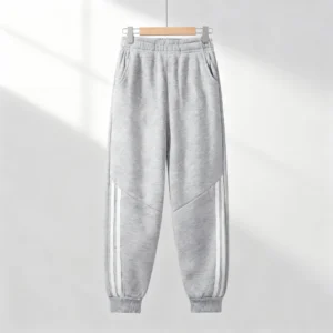 Big Kids' Fleece-Lined Joggers with Side Stripes - Unisex Thermal Sweatpants for Boys & Girls, Plush Comfort, Multiple Colors, P