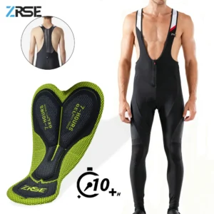 ZRSE Winter Thermal Fleece 10H Cycling Bib Pants Mountain Bike Zipper Cycling No sense restraint Tights Pro Team Padded MTB Bike