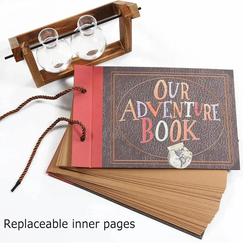 Handcrafted Scrapbook Adventure Book - DIY Lanyard Photo Album Adventure Book Album Paste-Style Creative Vintage Photo Album