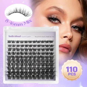 HBZGTLAD 10rows 8-16mm 110fans Diy Cluster Lashes Cat Eye Lashes Invisible Band Premium Mink Manga Lash Clusters Spiky Lashes
