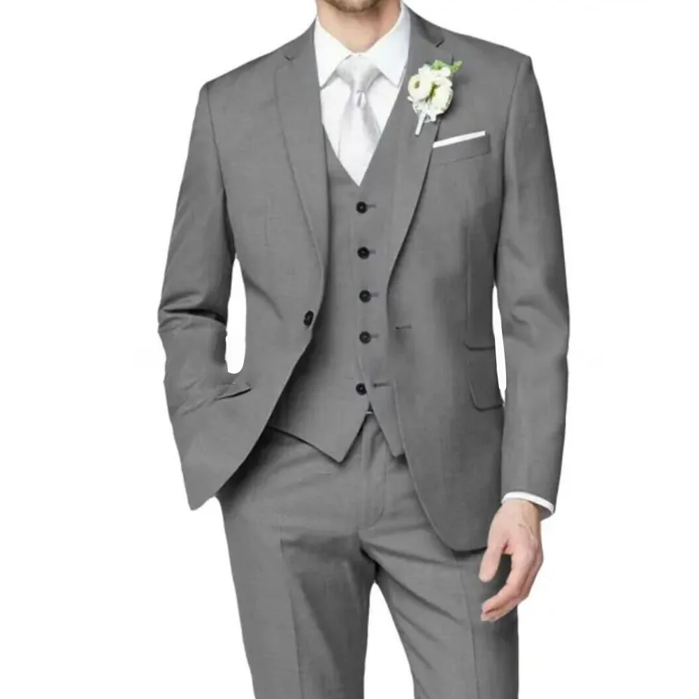 Elegant full 3 Piece Black Classic Formal Business Suits for Men(Blazer+Vest+Pants)Casual Men's Suit Groomsmen Wedding Mens Suit