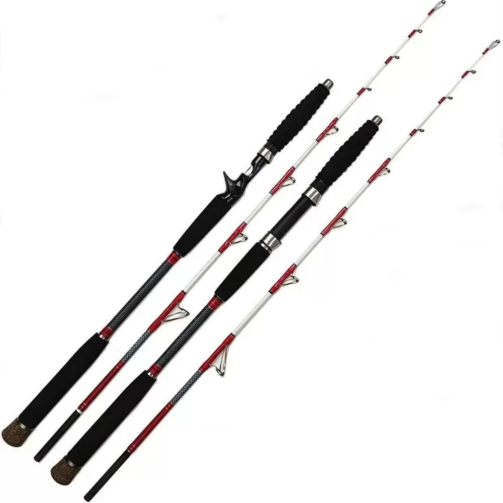 1.6M 2-Pieces Saltwater Offshore Casting/Spinning Carbon Fiber Boat Fishing Rod Portable Travel Fishing Rod Travel Surf Rod