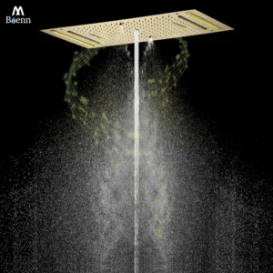 M Boenn 638*338mm 4 Functions Black Shower Head Smart Bathroom Music Showerheads Gold Ceiling Large Shower Panel Stainless Steel