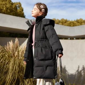 OLEKID 2025 Winter Children Down Jacket For Girl 90% White Duck Down Thick Warm Teenage Girl Outwear Coat 5-12 Years Kids Parka
