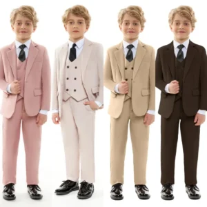 Boys Suit 3 Piece Suit Wedding Kids Tuxedo Formal Jacket Pants Vest Slim Fit Outfit 2-16 Years Old Custom Suit for Boys