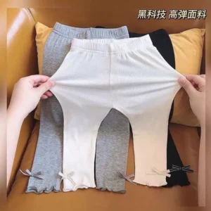 Children Clothes Girl 2025 Kids Baby Girls Leggings Vintage Solid Elastic Pants Leggings High Waist Girls Clothing Accessories