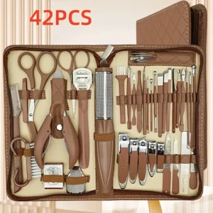 42pcs Professional Manicure & Pedicure Set | Stainless Steel Nail Clippers, Cuticle Nippers, Portable Travel Case, Beauty Tools