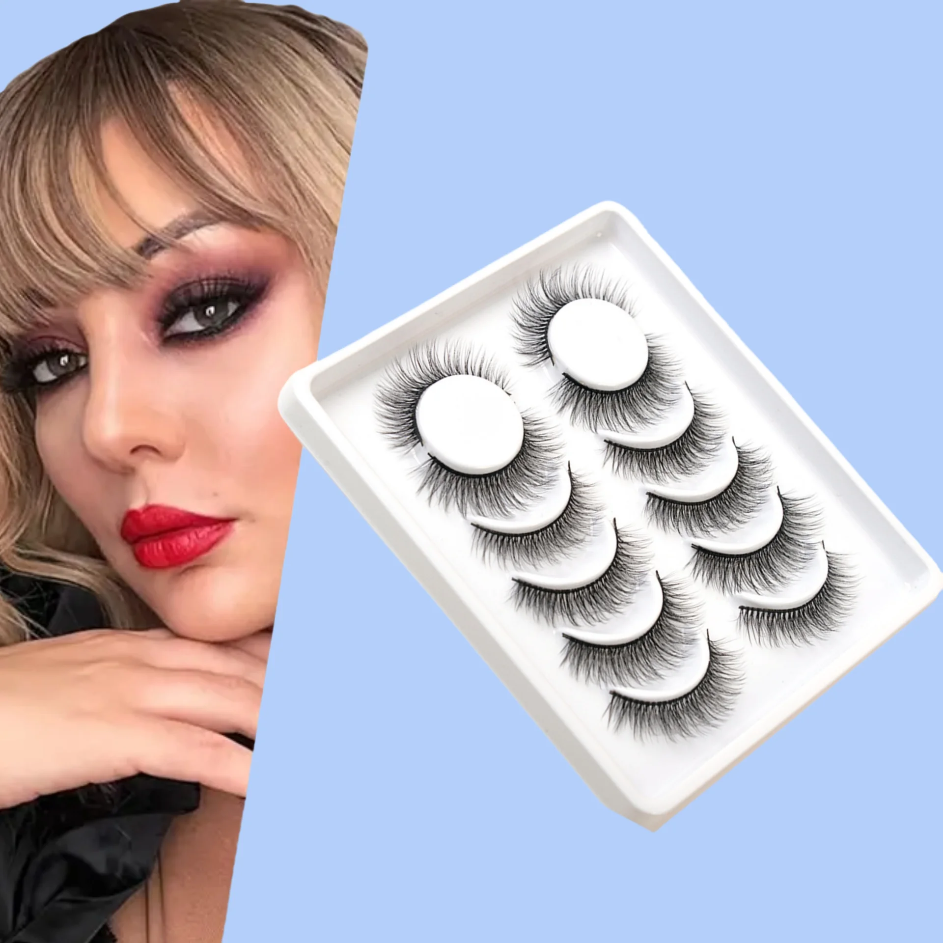 6 Pair Reusable 3D False Eyelashes, Full Strip Eyelashes Thick And Curled, 10mm Fluffy Real Slender False Eyelashes