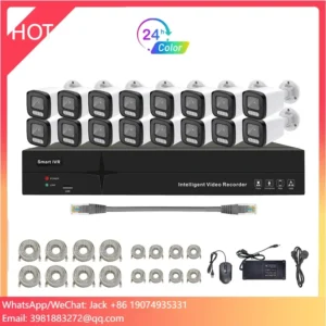 2025 New Security Camera System Blacklight Outdoor Bullet Camera 16ch 4K 8MP POE NVR 24/7 Color Video Audio Surveillance Kit