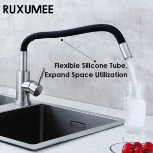 360 Rotating Flexible Stainless Steel Kitchen Faucet Single Mode Brushed Cold and Hot Water Mixer Tap Torneira Deck Mounted