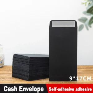50pcs Envelopes Kraft Black for Cash Banknote Small Change Storage Packaging Sealed Bag Business Document Wedding Invitations