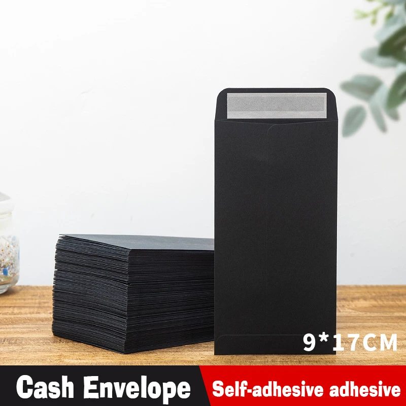 50pcs Envelopes Kraft Black for Cash Banknote Small Change Storage Packaging Sealed Bag Business Document Wedding Invitations