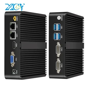 XCY Fanless Mini PC Intel Celeron J6412 N5105 2x GbE LAN 2x RS232 HDMI VGA WiFi 4G LTE Windows 10 Linux Industrial Computer