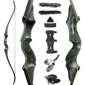 Obert Black Hunter 60 Inch Archery Takedown Recurve Bow Set 25-60lbs Right Hand Left Hand Bamboo Core Limb