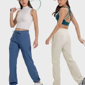 Women Quick Drying Sports Pants Lightweight Breathable Running Fitness High Waisted Loose Wide Leg Casual Yoga Pants 2024 Autumn