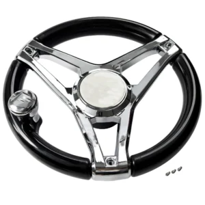 Boat Steering Wheel 3 Spoke 13-1/2 Inch Dia, Marine Steering Wheel for Seastar and Verado With Turning Knob