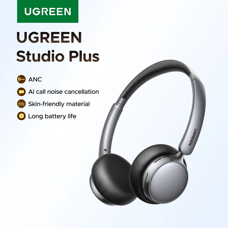 UGREEN Studio Plus 25dB ANC Active Noise Cancelling Headphones Wireless Over Ear Bluetooth Earphones, 3D Spatial Audio
