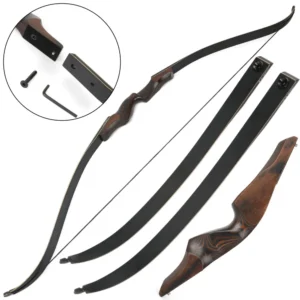 60 Inch Tackedown Bow 20-60lbs Archery Recurve Bow 15 inch Wooden Riser Bamboo Core Limbs Shooting Target American Hunting Bow