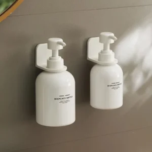 Wall Mounted Adjustable Dispenser Bottle Holder Adhesive Shampoo Lotion Hand Soap Hanger - Bathroom Storage Rack