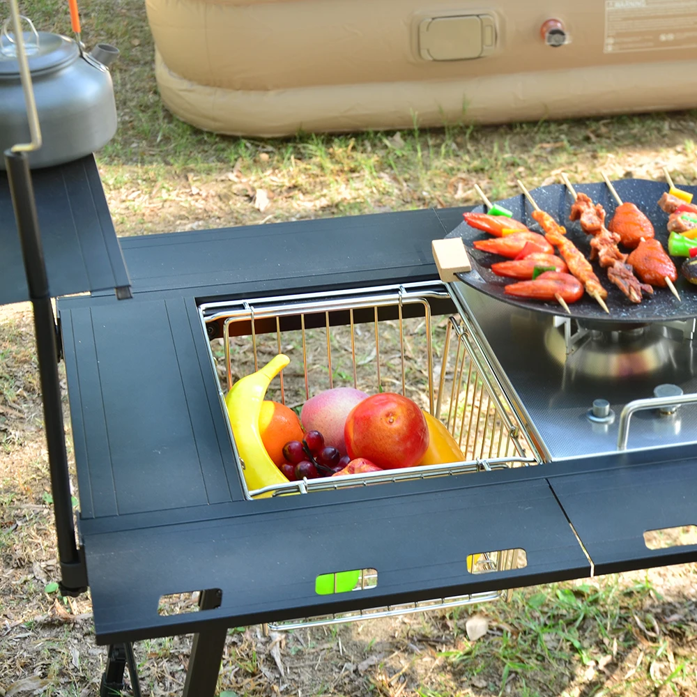 10L IGT Basket Folding 1 Unit Drain Basket Stainless Steel Igt Camping Table Basket Lightweight Portable IGT Table Accessories