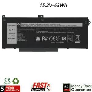 New RJ40G Laptop Battery For Dell Latitude 5420 5520 Precision 3560 63Wh M033W