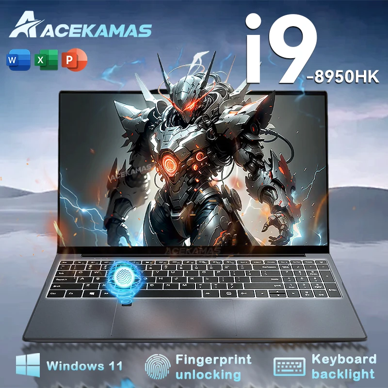 2025 Windows 11 Pro 15.6" Laptop Intel Core i9-8950HK 16GB RAM 1TB/2TB SSD Office Gamer Laptops Fingerprint UnIock Notebook PC