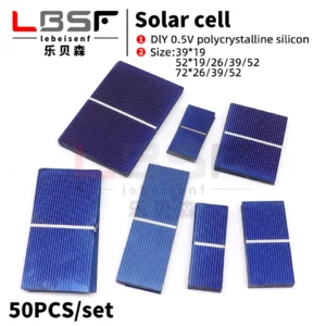 50PCS Set Solar Panel Cell for DIY Battery Charge, Solar Panel, 0.5V, 320mA, 39*19, 52*19, 26, 39, 52, 72*26, 39, 52mm,