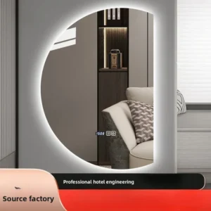 LED Light Luminous Left and Right Cut Irregular Art Mirror Vanity Popular Smart Semicircular Bathroom Mirror Full-length Mirror
