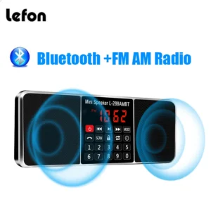 Lefon Digital Portable Radio AM FM Bluetooth Speaker Stereo MP3 Player TF SD Card USB Drive Handsfree Call rechargable Speakers