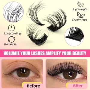 QIUNING Eyelash Clusters Kit Fluffy Individual Lashes Lash Bond and Seal and Remover Faux Mink Lashes Eyelash Extension DIY