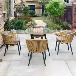 Back Outdoor Garden Rattan Furniture Sets Courtyard Home Balcony Small Table Pe And Chair Chair Set Casual Outdoor Furniture Set