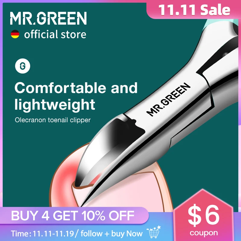 MR.GREEN ingrown Nail Clippers Toenail Cutter Stainless Steel Pedicure Tools Thick Toe Nail Correction Deep Into Nail Grooves