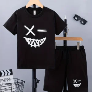 Kids Clothes Boys & Girls Summer Drawing Top & Shorts 2 Pieces Set Teenage Boy Printed Tracksuit Children's Casual Outfit