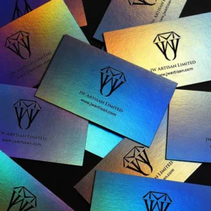 Holographic Foil Custom business card Black card hollowing Design and Print black card stock foil silver foil cal Luxurious