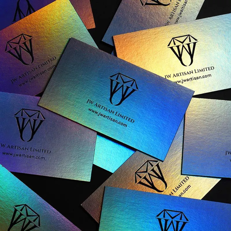 Holographic Foil Custom business card Black card hollowing Design and Print black card stock foil silver foil cal Luxurious
