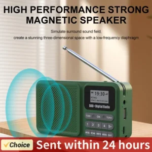 DAB+ Digital Radio with Bluetooth Portable Solar FM Radio 128*64 LCD Display TYPE-C 1200mAh Supports TF Card U Disk MP3 Play