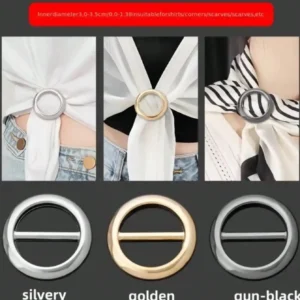 3pcs Scarf Ring Clips, Metal Round Waist Buckle Clip T-Shirt Tie Pin Clip For Women Fashion Clothes Hat Belt Decor