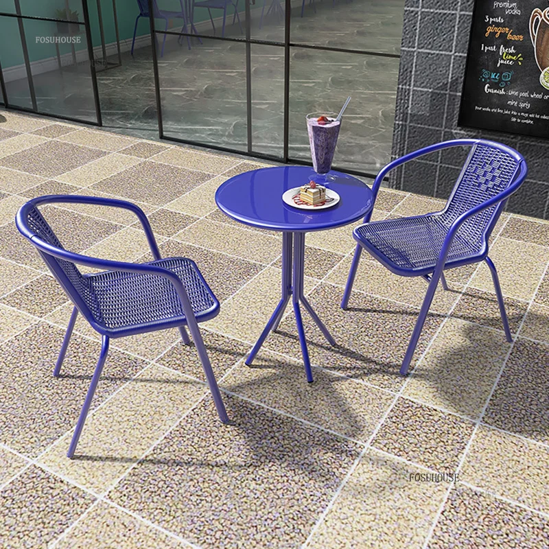 Simple Iron Art Garden Furniture Sets Open-air Patio Furniture Outdoor Set Cafe Bar Terrace Outdoor Table and Chair Combination